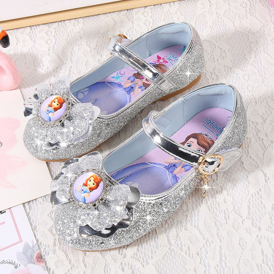 Mädchen Ballerinas mit Glitzer und Schleifenapplikation EB