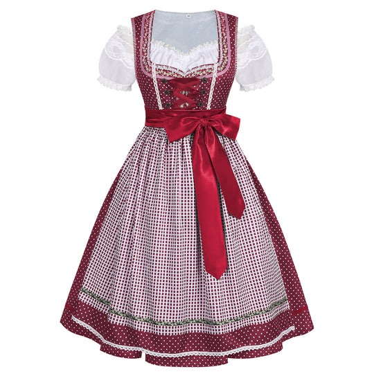 Damen nan traditionelles Dirndlkleid mit Schnürung und abnehmbarer Schürze EB