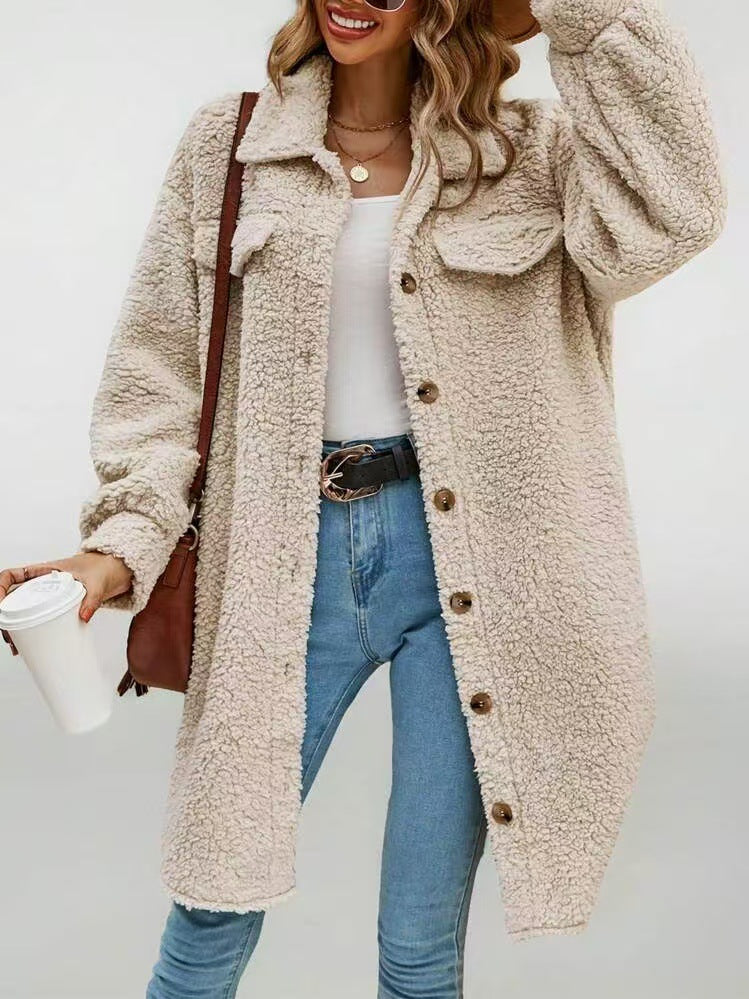 Damen Weiche und kuschelige Oversized-Jacke EB