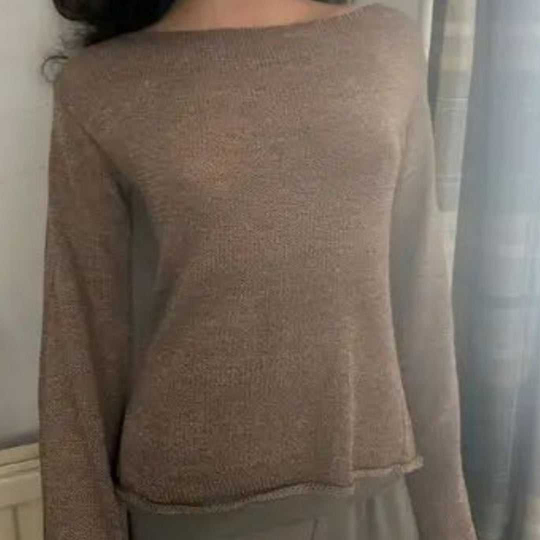 Damen Eleganter Feinstrickpullover mit lässigem Schnitt und Rundhalsausschnitt EB