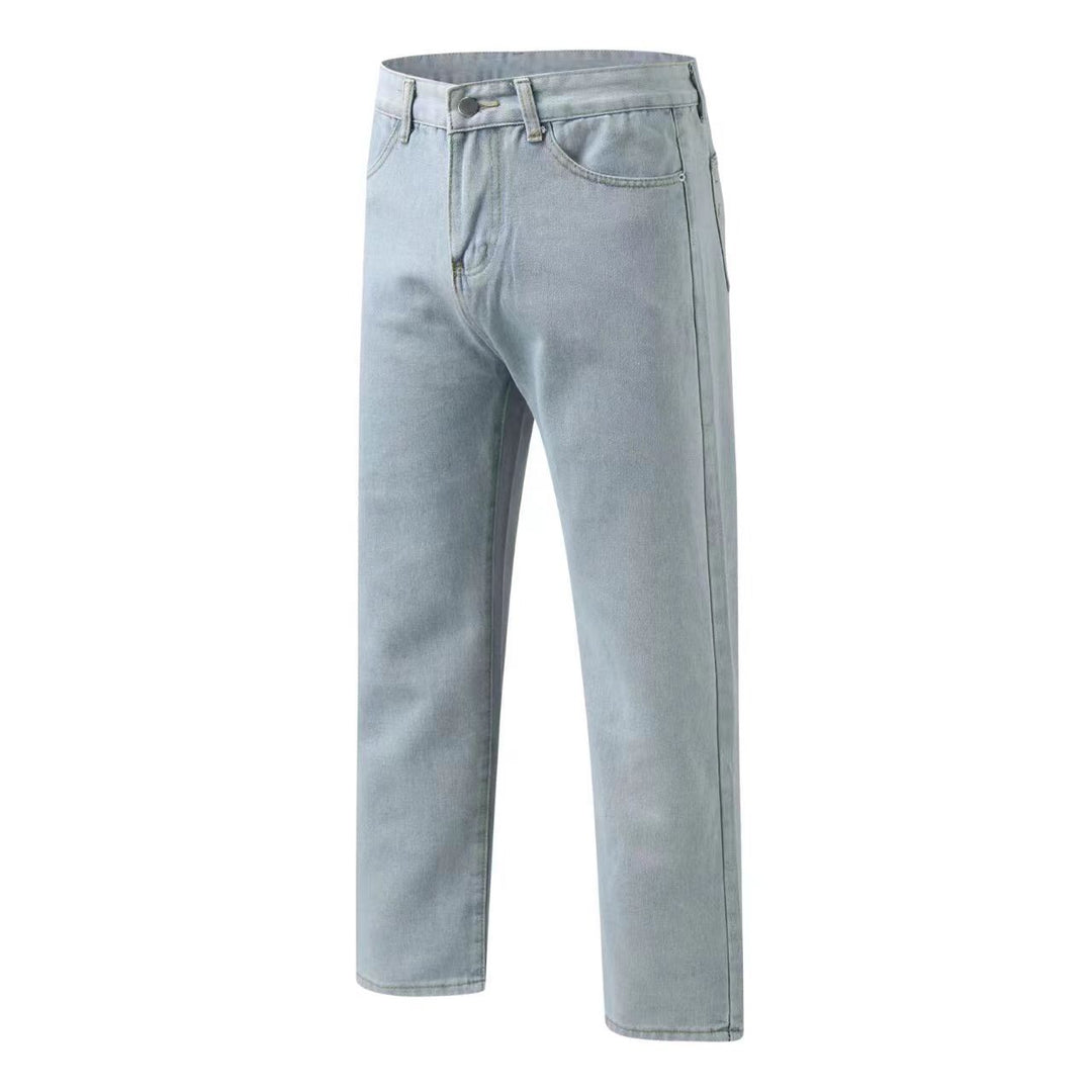 Damen gerade geschnittene Jeanshose mit hohem Bund und klassischen Details EB
