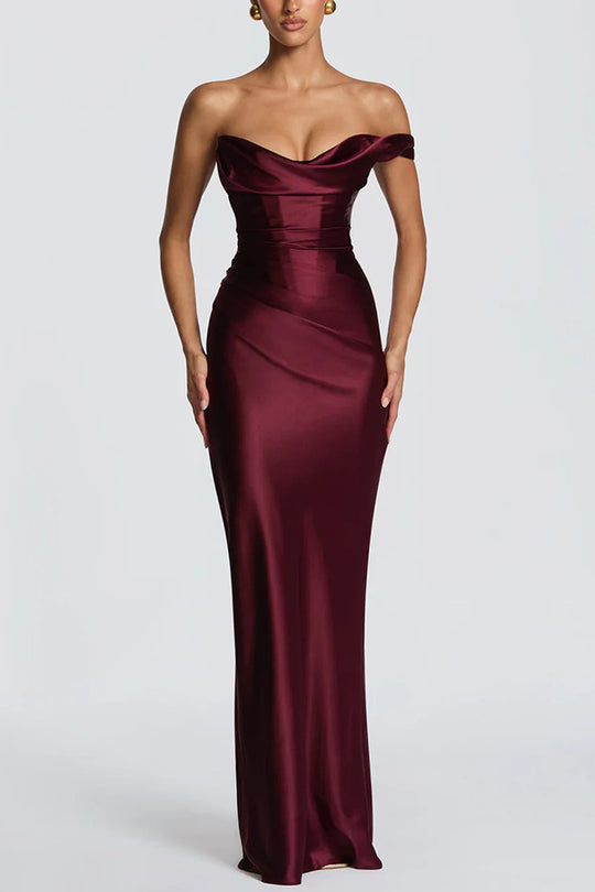 Damen Elegantes Maxikleid mit asymmetrischem Schnitt und fließendem Rock EB