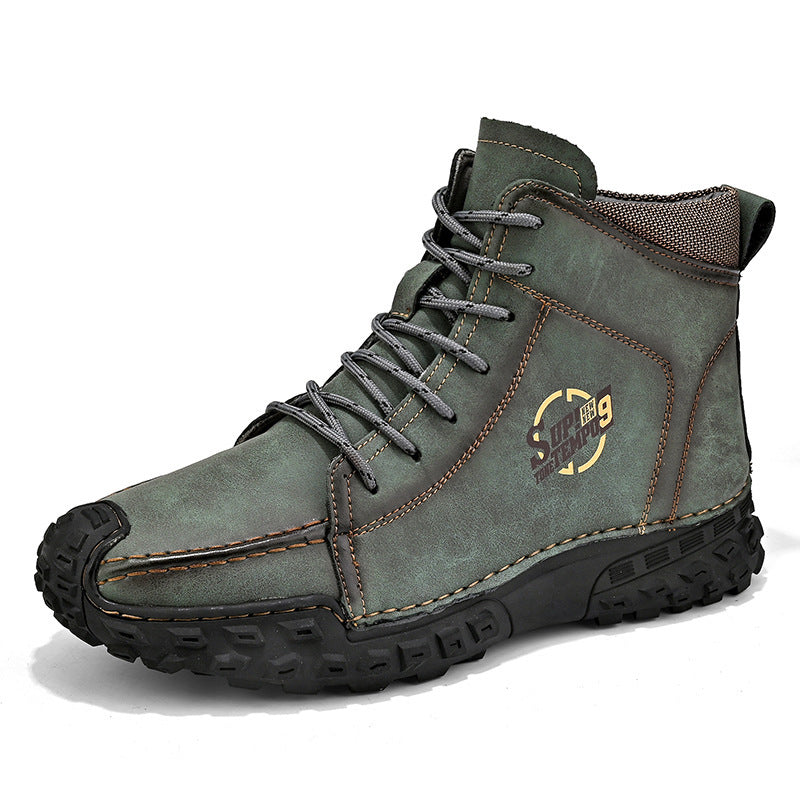 Damen robuste Schnürboots aus Kunstleder mit rutschfester Profilsohle EB