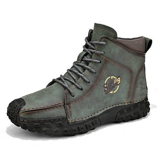 Damen robuste Schnürboots aus Kunstleder mit rutschfester Profilsohle EB