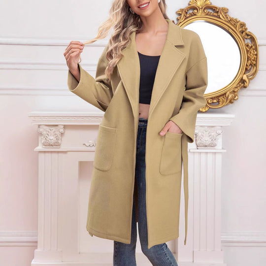 Damen Langarm Mantel mit stylischem Revers EB