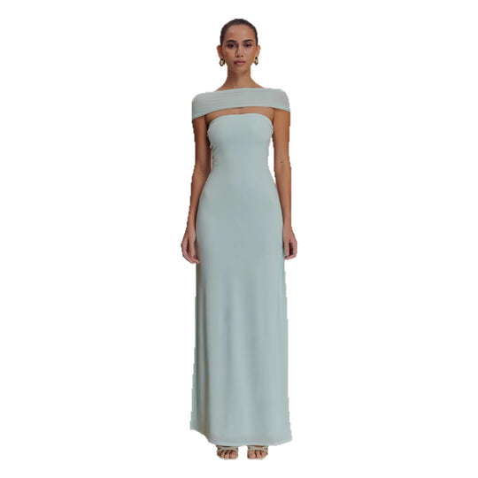 Damen Elegantes bodenlanges Kleid mit schulterfreiem Design EB