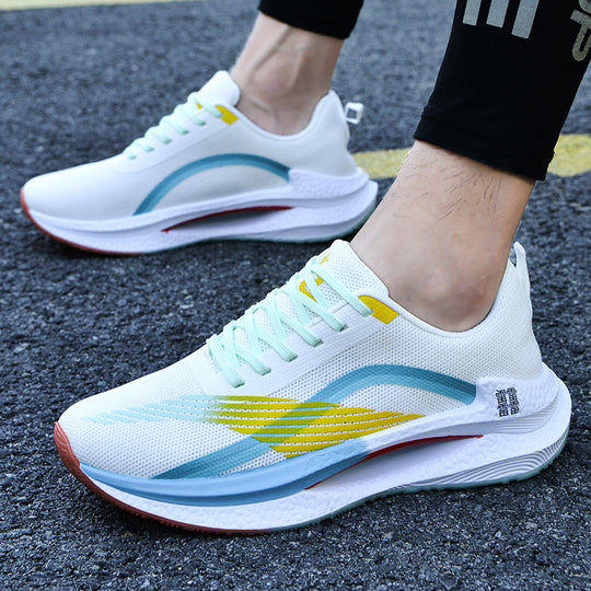 Unisex leichte Dämpfungs-Laufschuhe mit atmungsaktivem Mesh-Oberteil, seitlicher Energielaufsohle und Fersen-Zuglasche EB