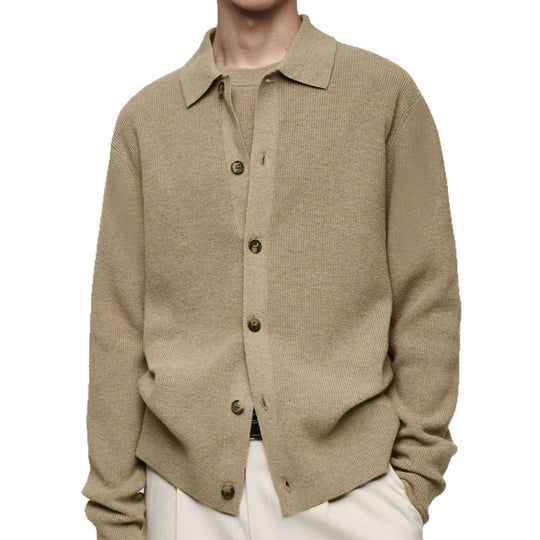 Herren Strickjacke mit modernem Kragen und hochwertigen Knöpfen EB
