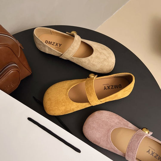 Damen elegante Ballerinas mit dekorativem Riemchen und hochwertiger Oberfläche EB