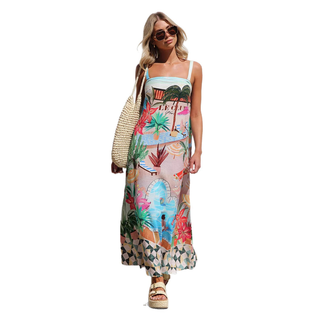 Damen Sommerliches Maxikleid mit buntem Print und luftiger Passform EB