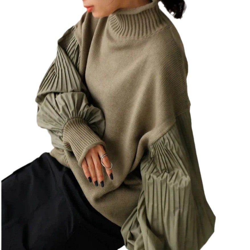 Damen Oversized Pullover mit strukturierten Puffärmeln EB