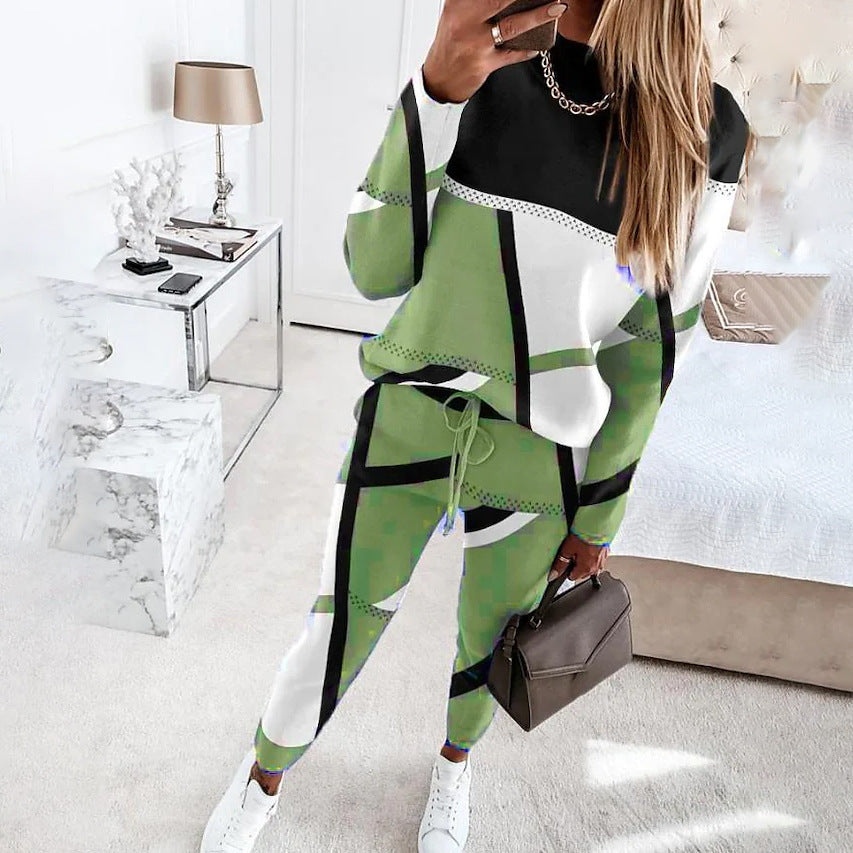 Damen Sportliches Loungewear-Set mit modernem geometrischen Design EB