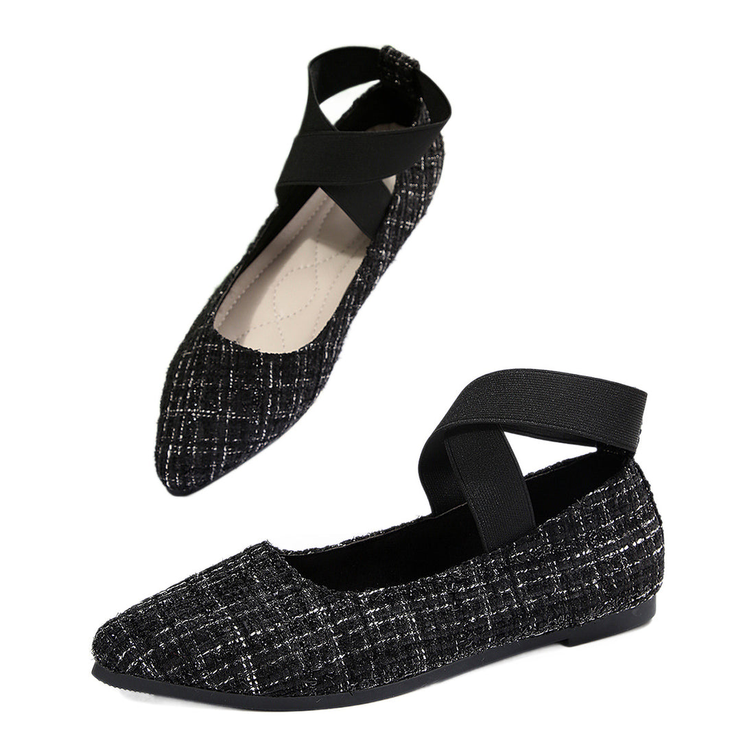 Damen Elegante Ballerinas mit elastischem Kreuz-Riemen EB