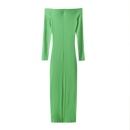 Damen Elegantes Maxikleid mit schulterfreiem Schnitt und raffinierten Rüschendetails EB