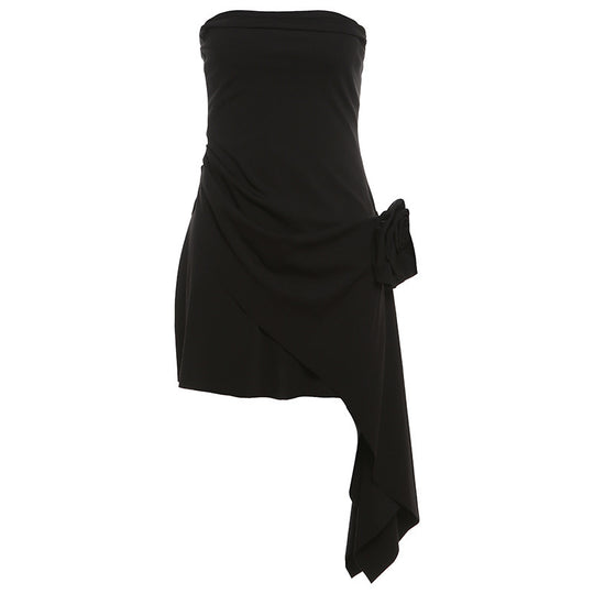 Damen kurzes Wickelkleid mit Blumenapplikation EB