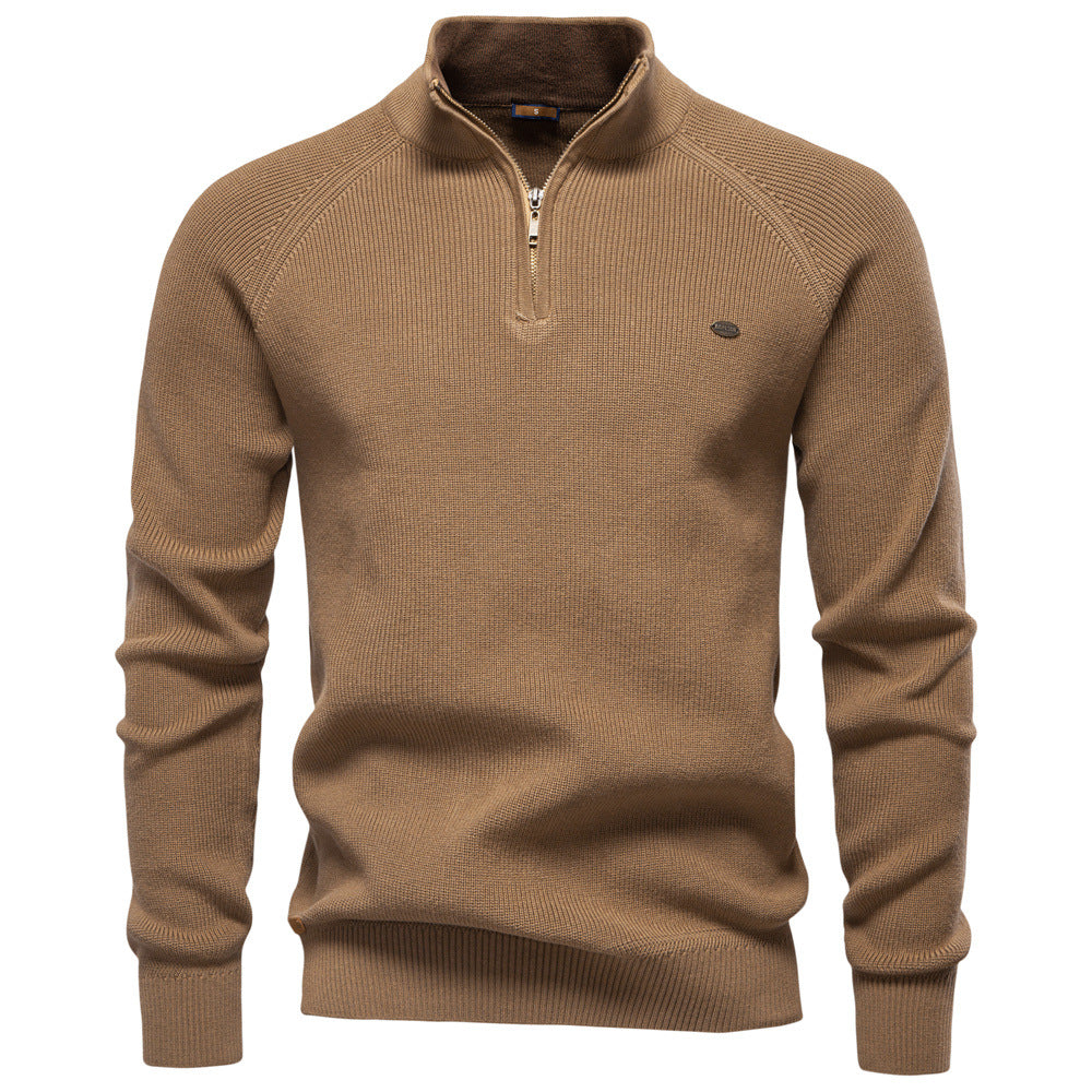 Herren Strickpullover mit halbem Reißverschluss und sportlichen Details EB