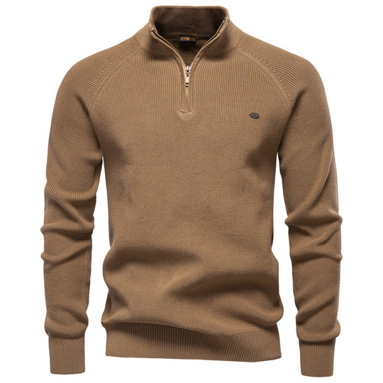 Herren Strickpullover mit halbem Reißverschluss und sportlichen Details EB