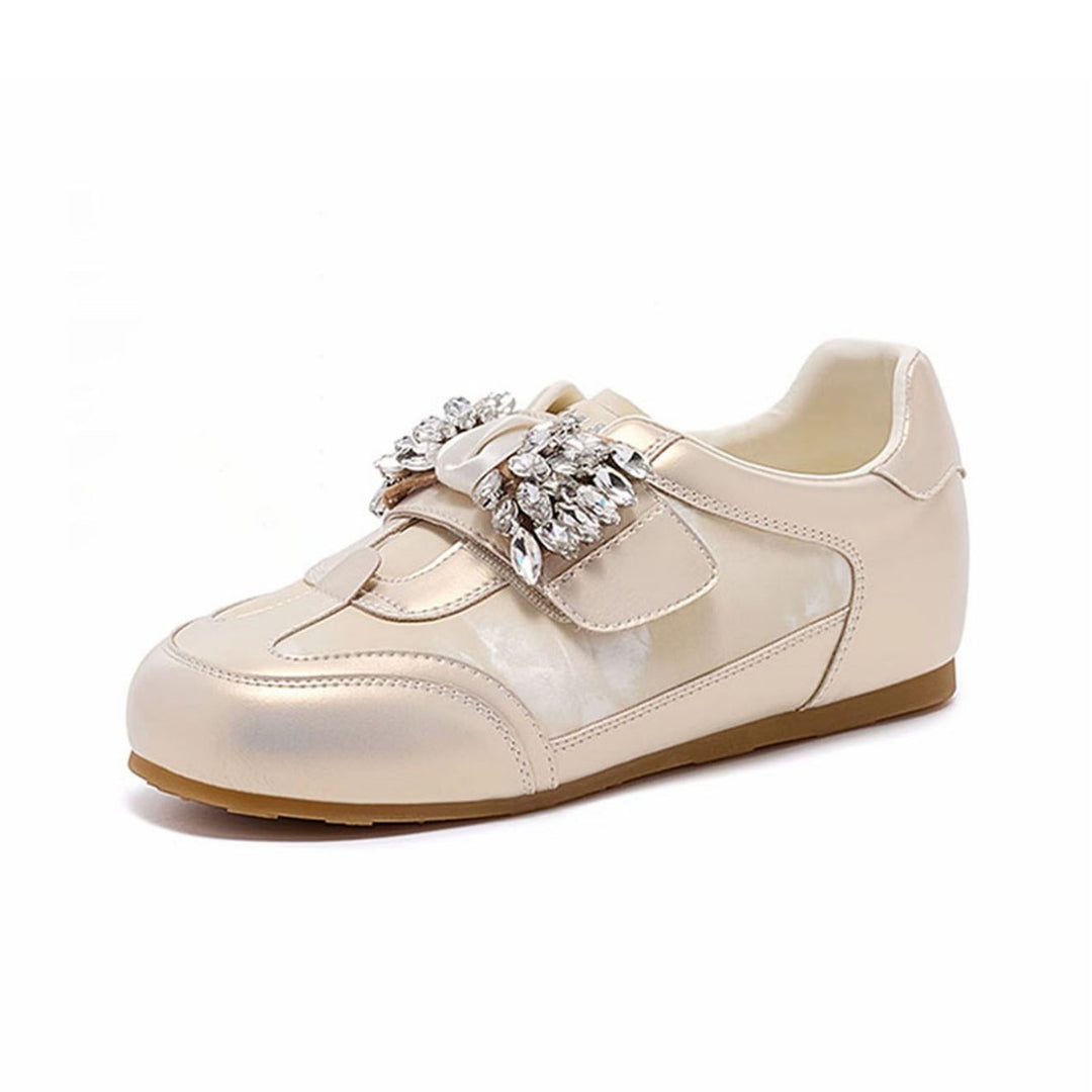 Damen modische Slip-On Sneakers mit funkelndem Schmuckdetail EB