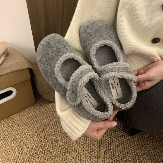 Damen Hausschuhe mit verstellbarem Riemen und kuscheligem Innenfutter EB