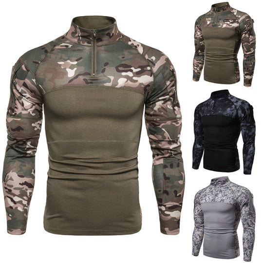 Herren Funktionsshirt mit Stehkragen und innovativem Camouflage-Design EB