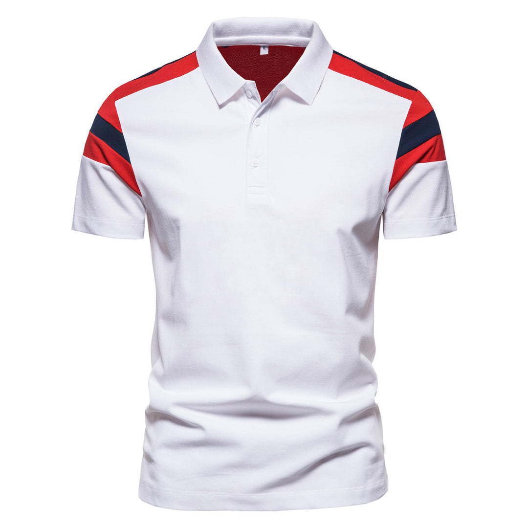 Herren Poloshirt mit modernem Farbblockdesign und atmungsaktiver Baumwollmischung EB