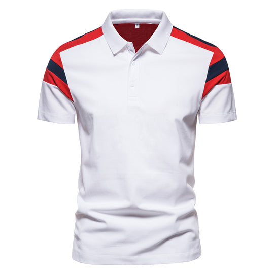 Herren Poloshirt mit modernem Farbblockdesign und atmungsaktiver Baumwollmischung EB