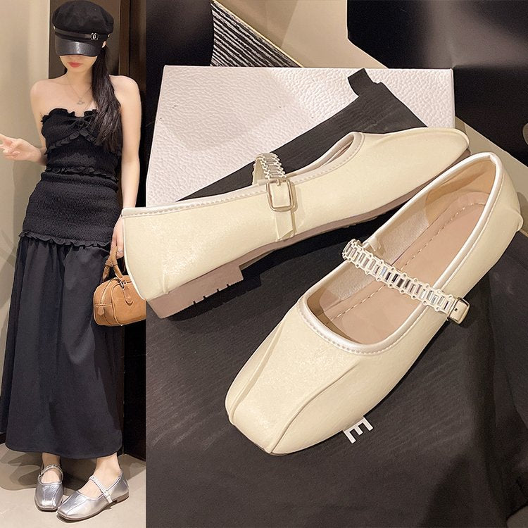 Damen elegante Ballerinas mit dekorativem Riemchen EB
