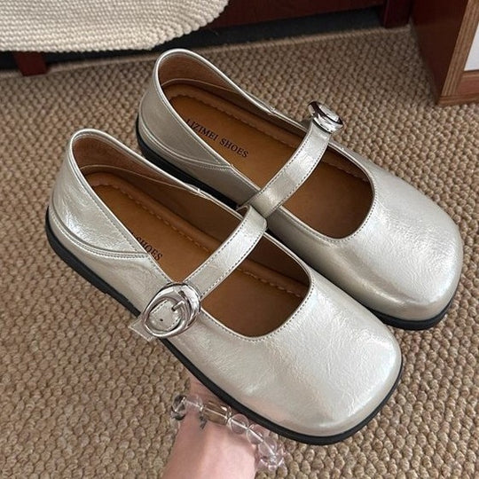 Damen Ballerinas mit modischer Schnallen-Applikation und bequemem Fußbett EB
