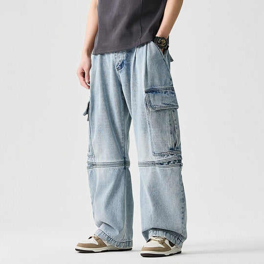 Herren nan extraweite Cargo-Jeans im Baggy-Stil mit verstärkten Knie-Nähten EB