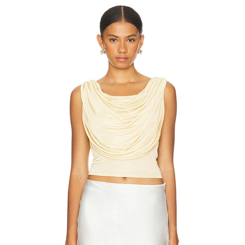 Damen elegantes lockeres Oberteil mit Drapierung EB