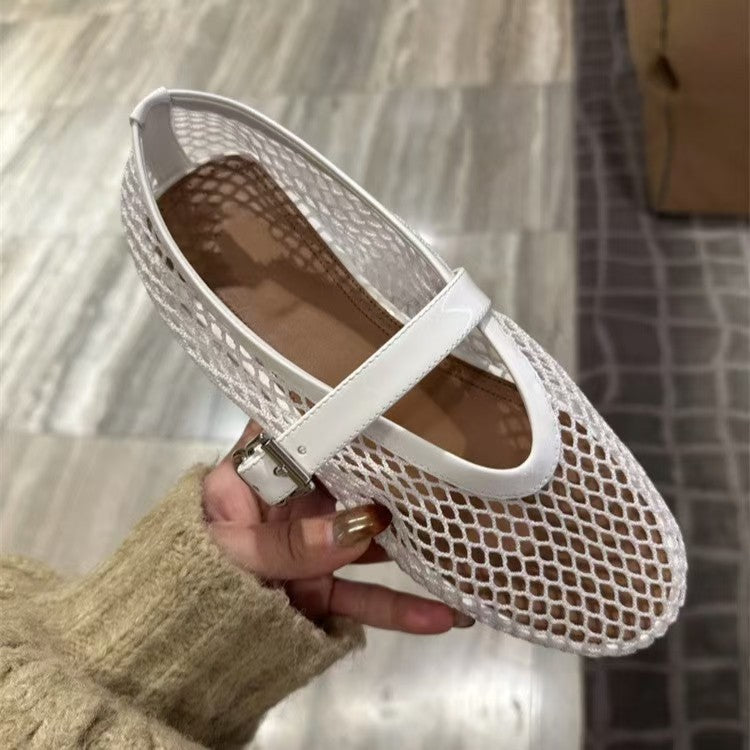 Damen Slingback-Ballerinas aus atmungsaktivem Netzmaterial mit eleganten Riemen EB