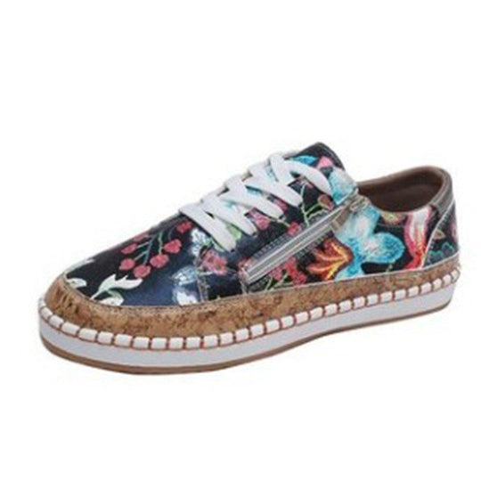 Damen modische Sneakers mit elegantem Reißverschluss und Korksohle EB