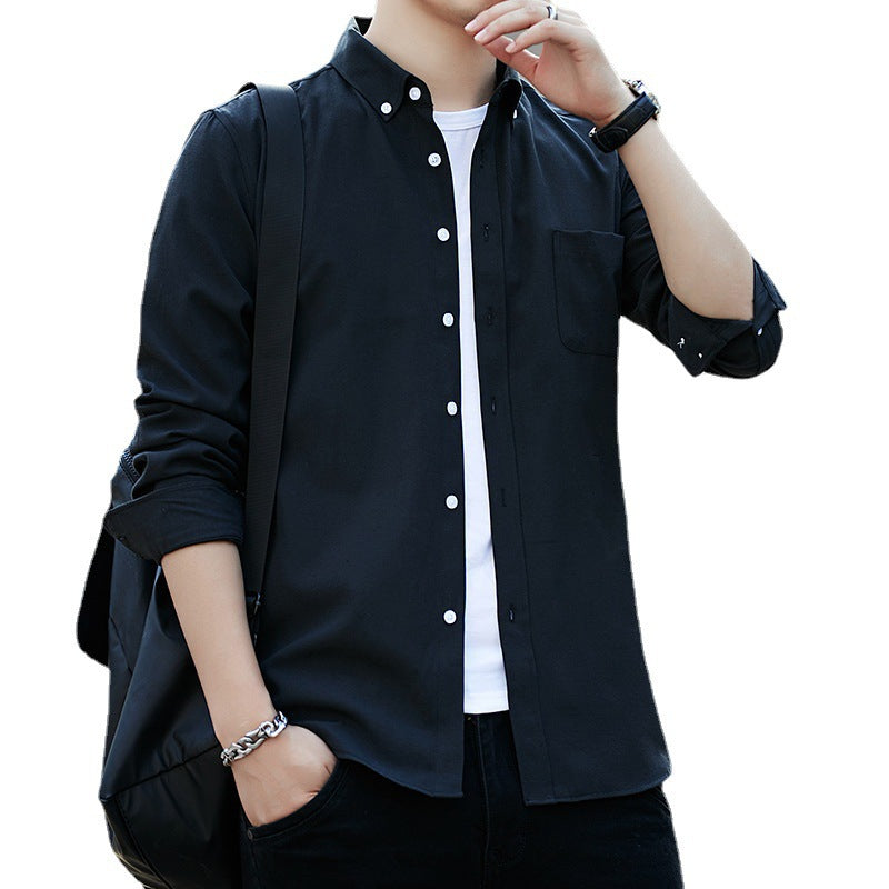 Herren nan langärmeliges Button-Down-Hemd mit Brusttasche und schlanker Freizeitpassform EB