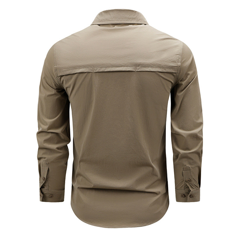 Herren nan leichtes technisches Outdoorhemd mit aufrollbaren Ärmeln, Brusttaschen und atmungsaktivem Ripstop EB
