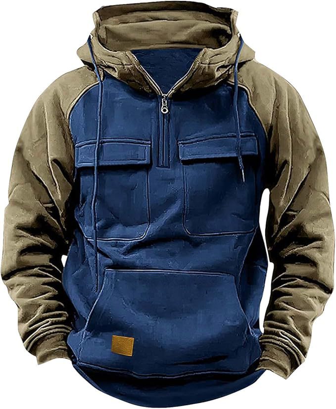 Herren Sportlicher Baumwoll-Hoodie mit Kapuze und praktischen Taschen EB