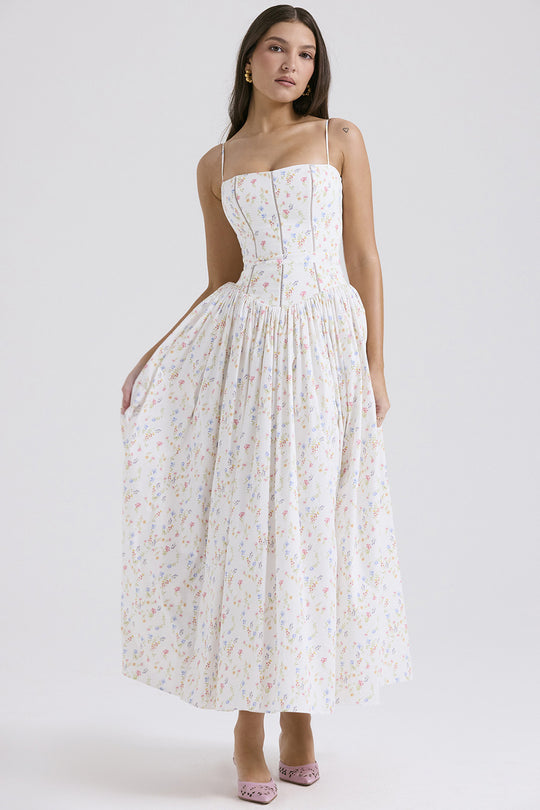 Damen nan tailliertes Maxikleid mit Korsettoberteil und feinen Spaghettiträgern EB