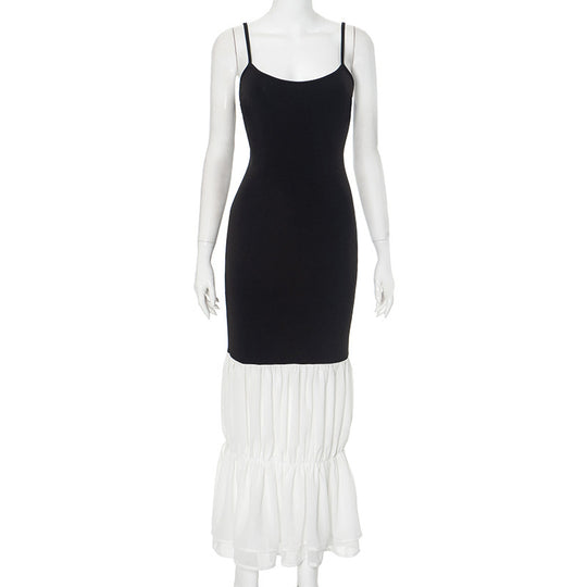 Damen Langarm Maxi-Kleid mit Rüschensaum EB