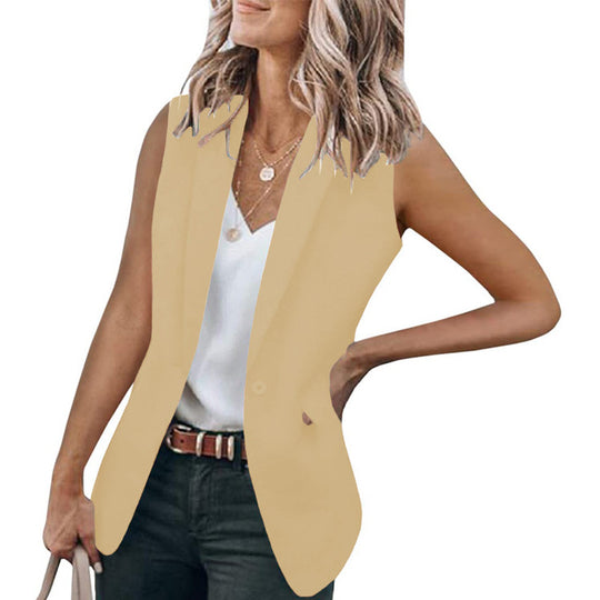 Damen ärmelloser Blazer mit modernen Taschen EB