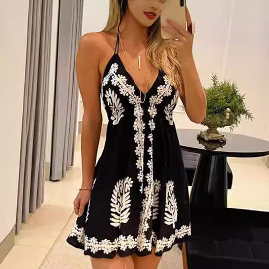 Damen verspieltes Sommerkleid mit elegante Stickereien EB