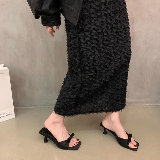 Damen elegante Sling-Pantoletten mit modischem Schleifenakzent EB