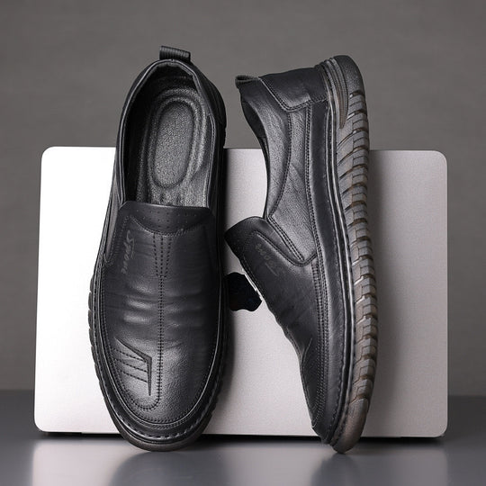 Damen Elegante Slip-On Lederschuhe mit rutschfester Sohle EB