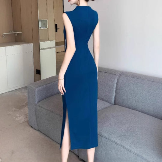 Damen Elegantes Midikleid mit figurformendem Design und Raffungen EB