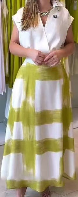 Damen elegante Hemdblusenkleid mit markanten Farbblöcken EB