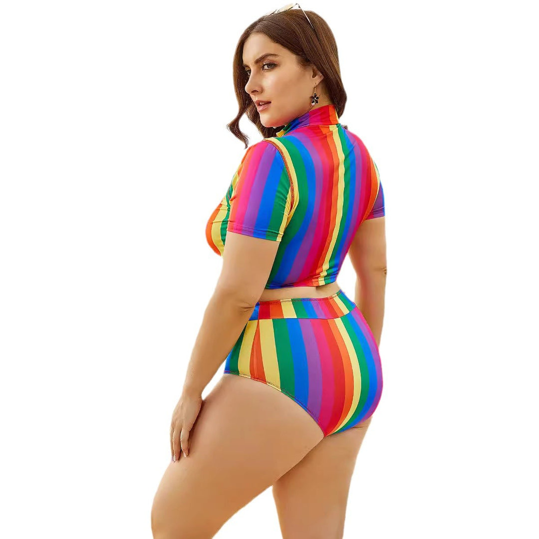 Damen Sportliches Bikiniset mit farbenfrohem Reißverschluss EB