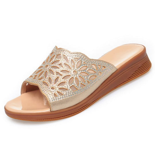 Damen elegante und komfortable Riemchensandalen mit floralem Design EB
