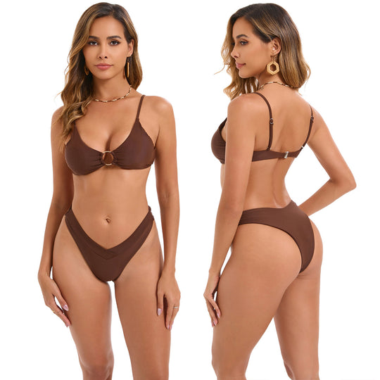 Damen Triangel-Bikini mit modischem Ring-Detail EB