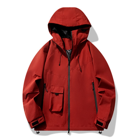 Herren technische Outdoor-Jacke mit wasserabweisendem Material und verstellbarem Kapuzendesign EB