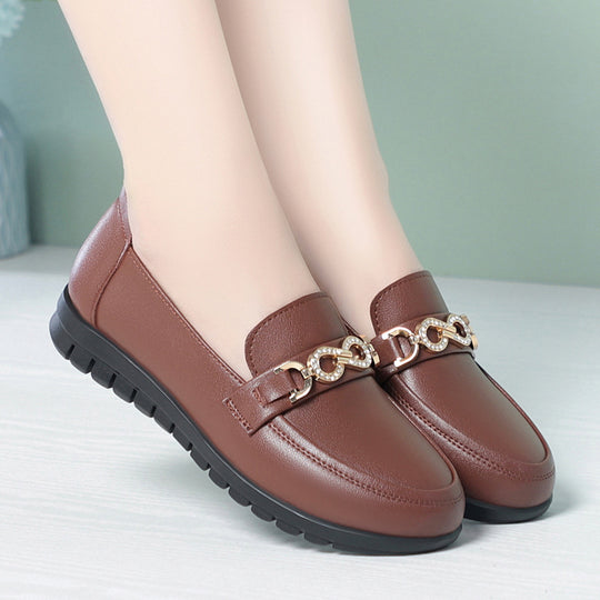 Damen Mokassins mit modischem Kettendetail und bequemer Sohle EB