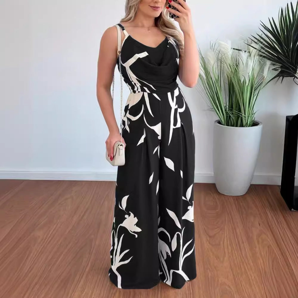 Damen Jumpsuit mit eleganter Drapier-Optik und floralem Design EB