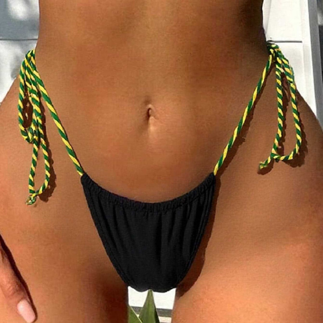 Damen Minimalistischer Triangel-Bikini mit verstellbaren Bindebändern EB